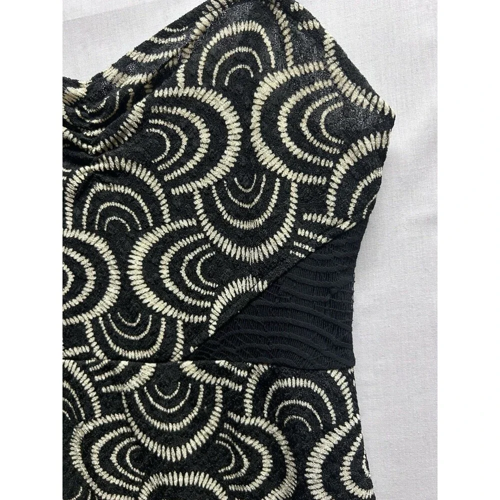 Free People Women’s M Lower East Side Black Lace Geometric Sheath Pencil Dress